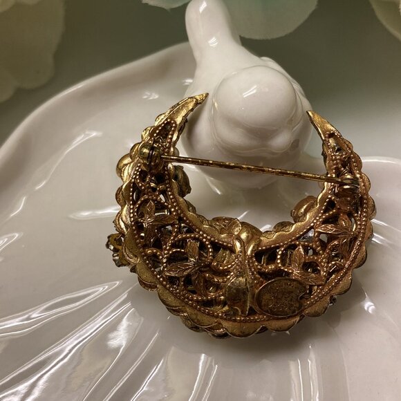 LOT/COLLECTION RHINESTONE/FAUX PEARL BROOCHES (CORO, MARVELLA, ROBERT, GOLDETTE) - Picture 7 of 16